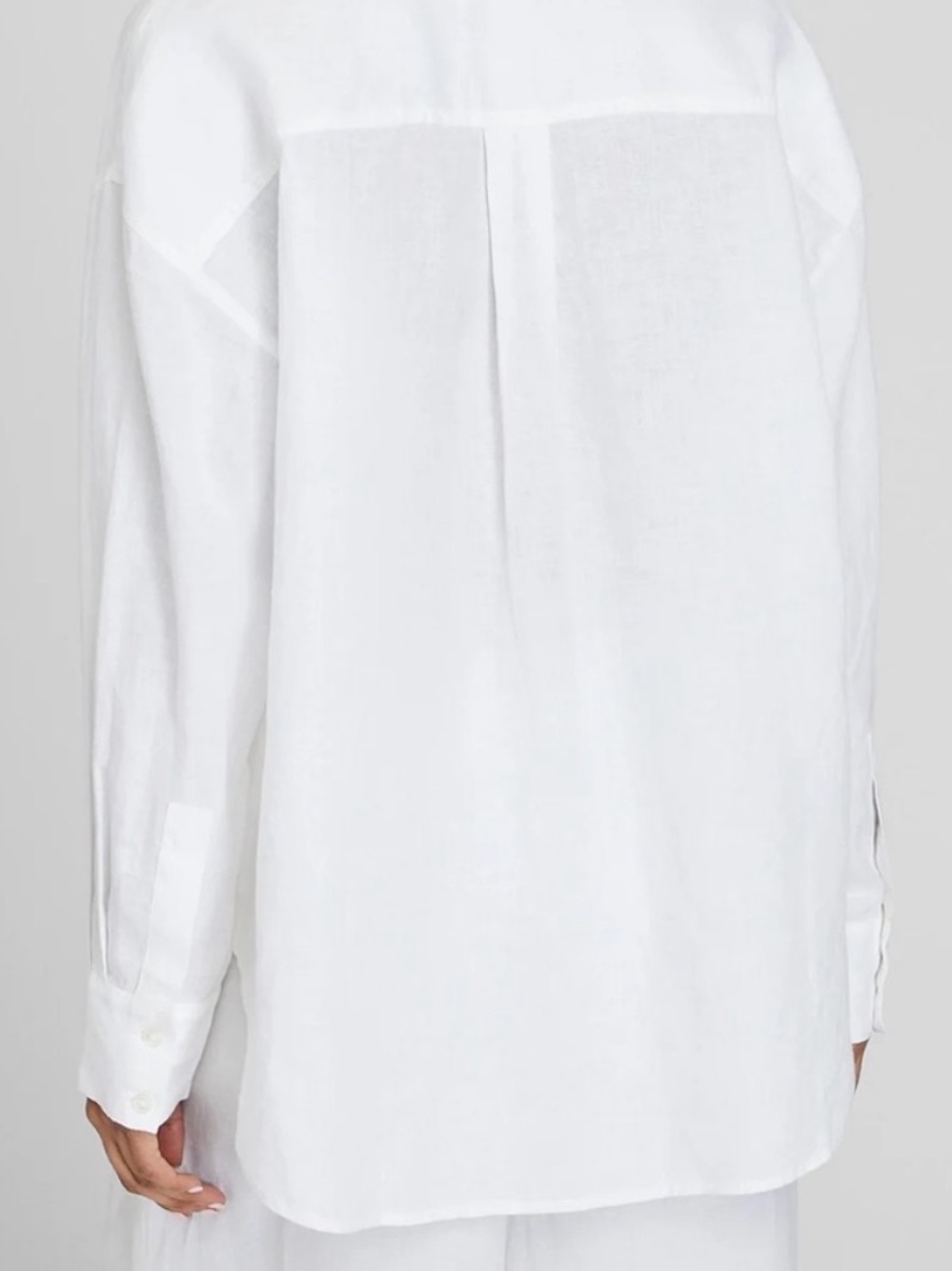 Club Monaco White Linen Relaxed Fit Button-Down Shirt - Picture 3 of 5